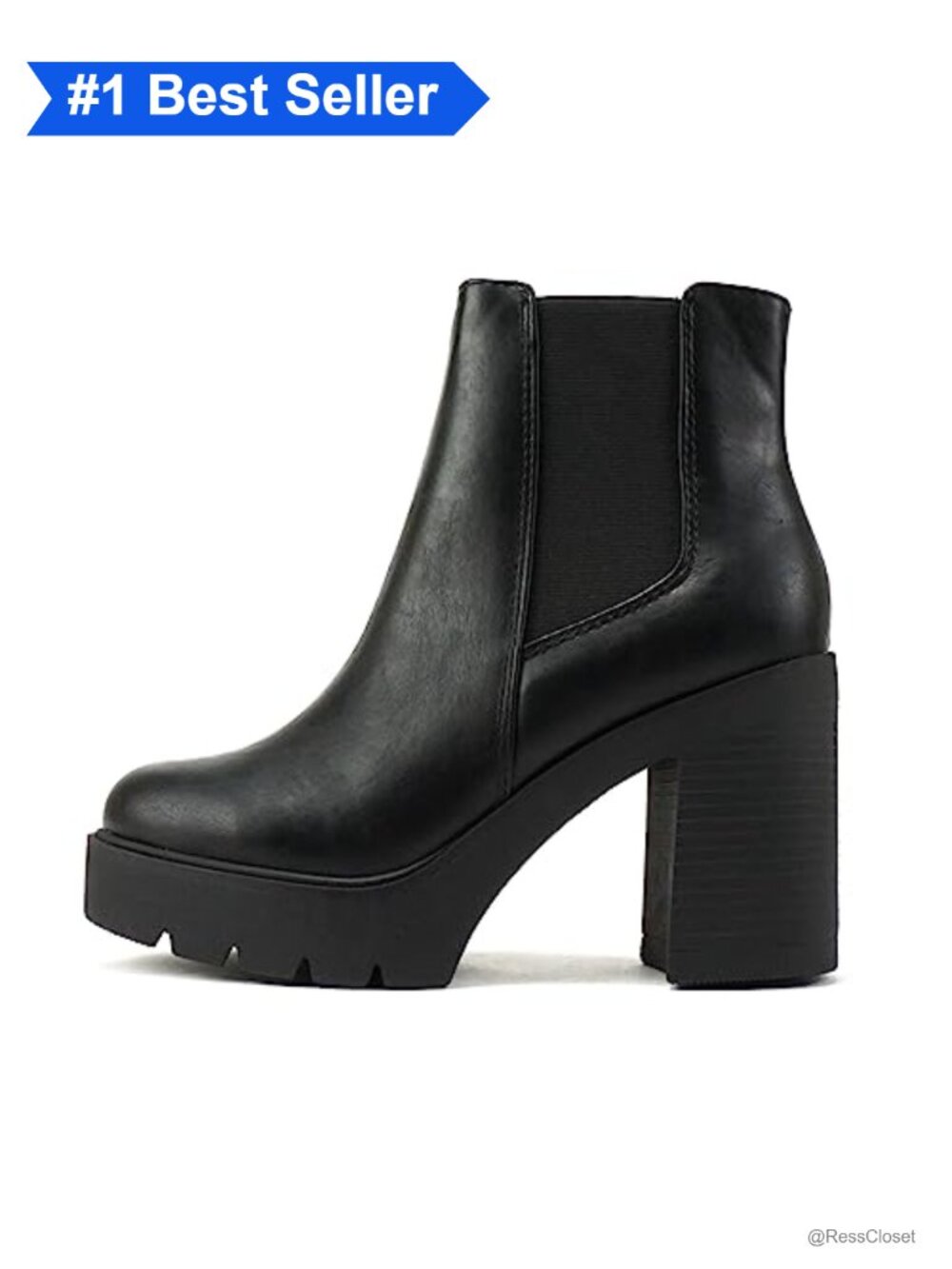 Lug Sole High Heel Chelsea Ankle Boot w/Double Elastic Gore